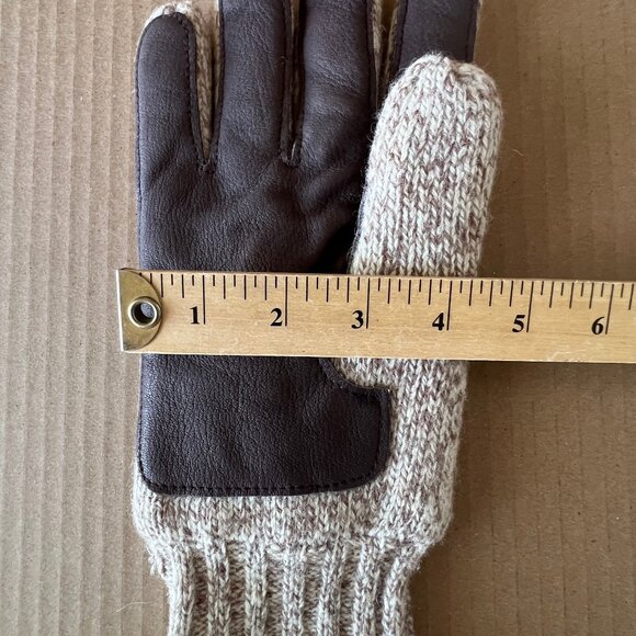 Men's L.L. Bean Gloves, Prima Loft, Wool Knit XL, Brown Leather Palms, Like New! - Picture 9 of 11
